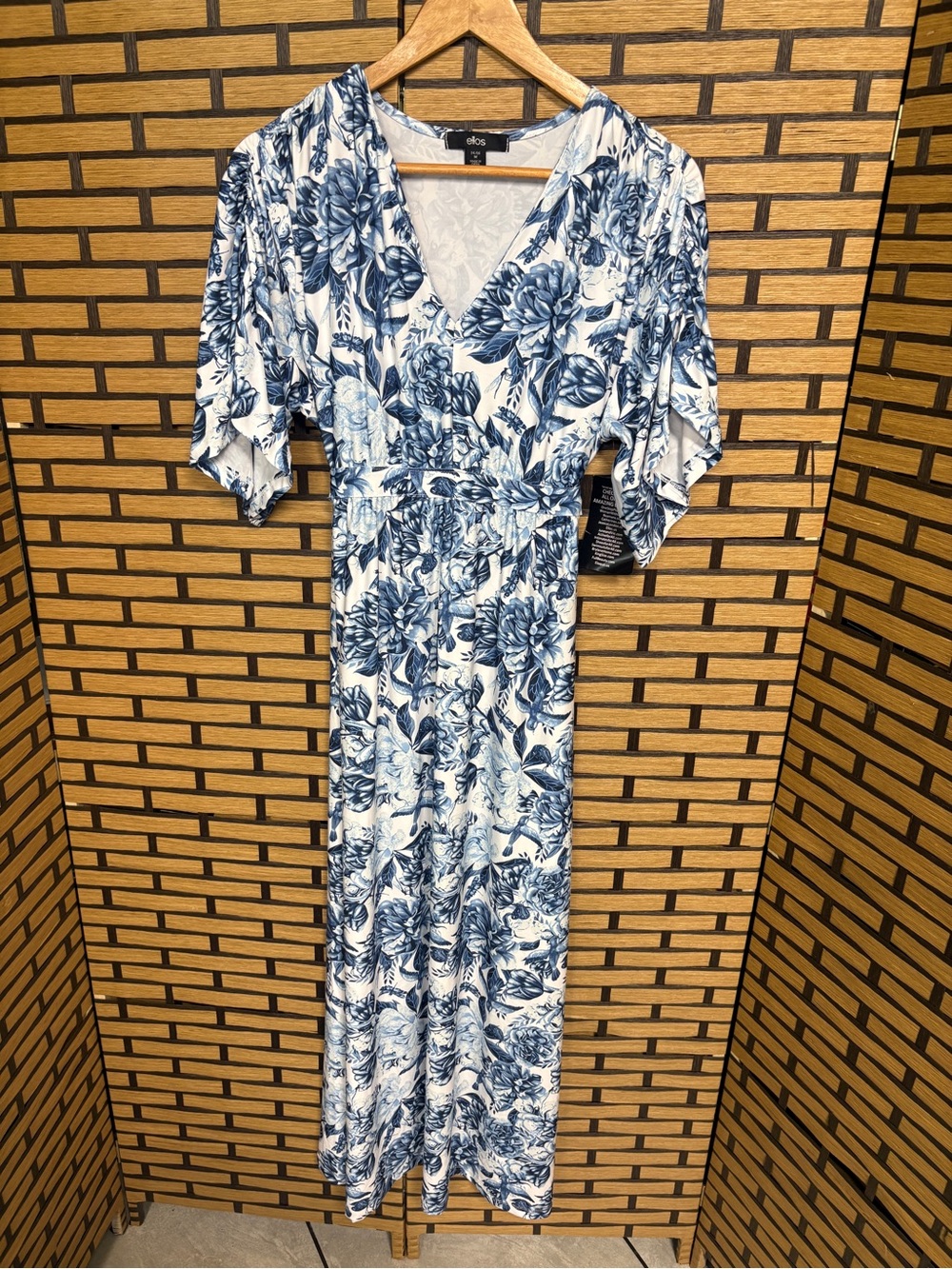 Ellos White And blue floral maxi dress Size 14/16